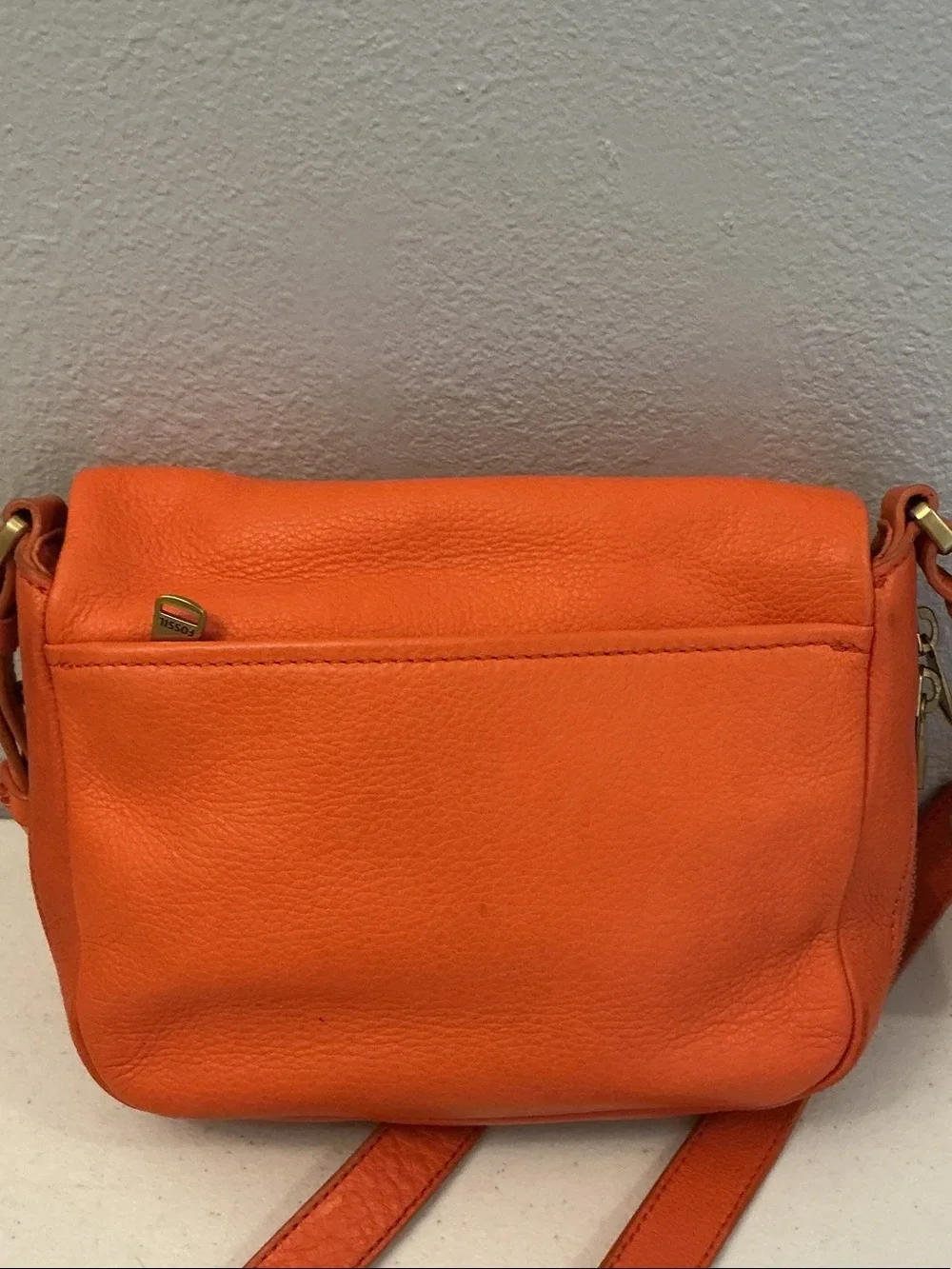 Fossil Orange Leather Crossbody Purse - Picture 3 of 7